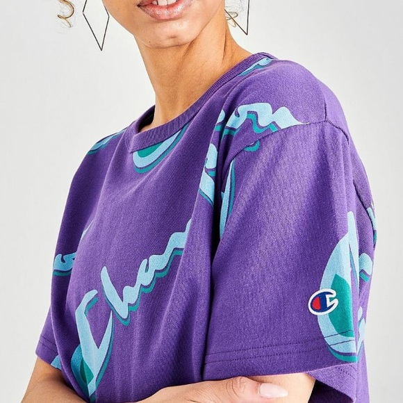 Women’s Champion Allover Print Crop T-shirt - Picture 2 of 6